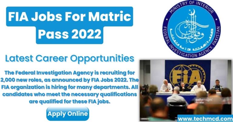 FIA Jobs For Matric Pass 2022-Latest Advertisement