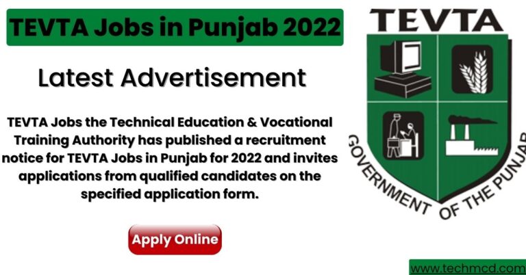 TEVTA Jobs 2022-Online Application Form