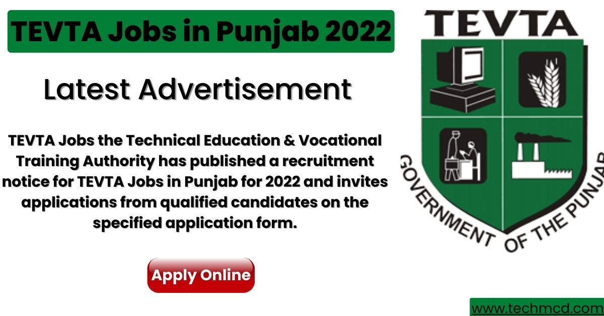 TEVTA Jobs 2022-Online Application Form
